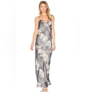 NWT Free People Cassie Girl Slip Dress, Grey Floral, size large